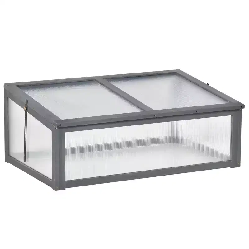 Wooden Cold Frame Greenhouse, Mini Greenhouse with Polycarbonate Board and Solid Wood Frame,Cold Frame, Terrarium Planter Box,39 x 26 x 16