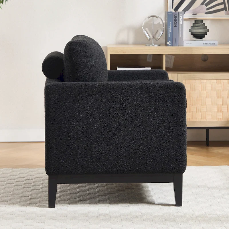 35.4 W Modern Reading Chair,Upholstered Accent Chair with Pillows and Wood Legs