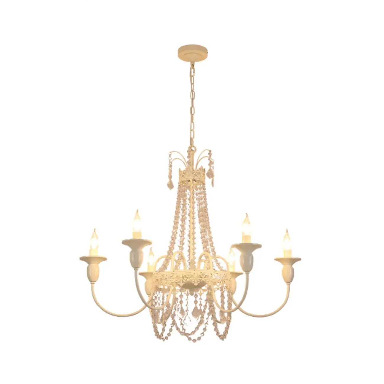 Crystal White Metal Crown Candelabra Chandelier