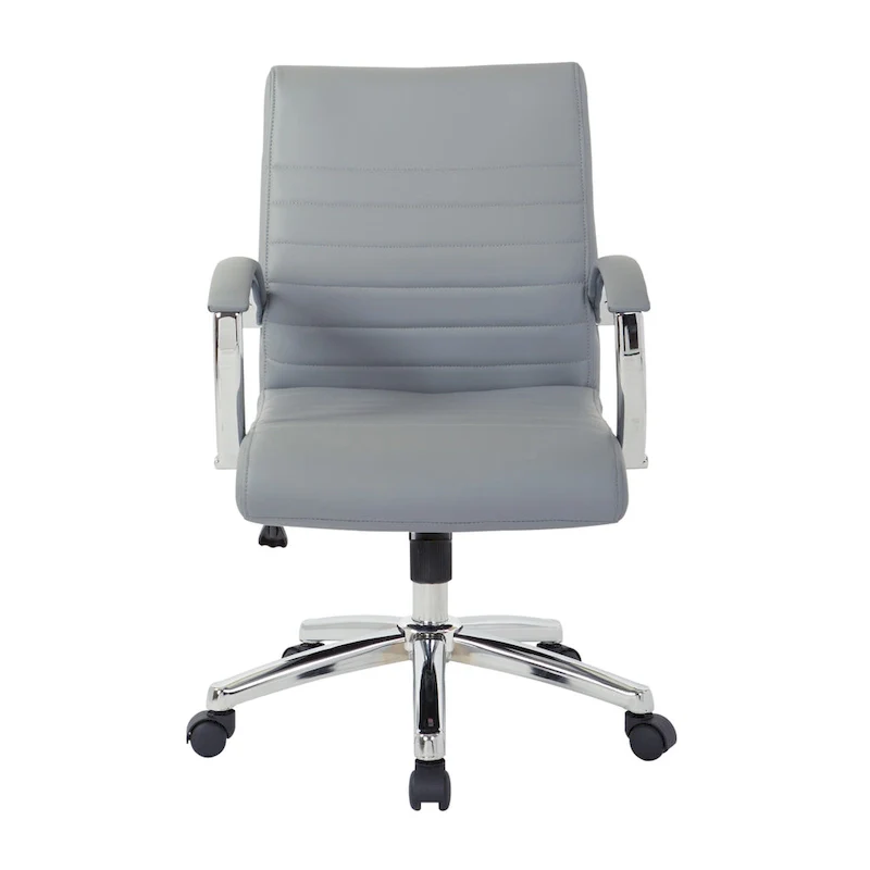 Executive Low Back Faux Leather Chair with Chrome Arms and Base - single