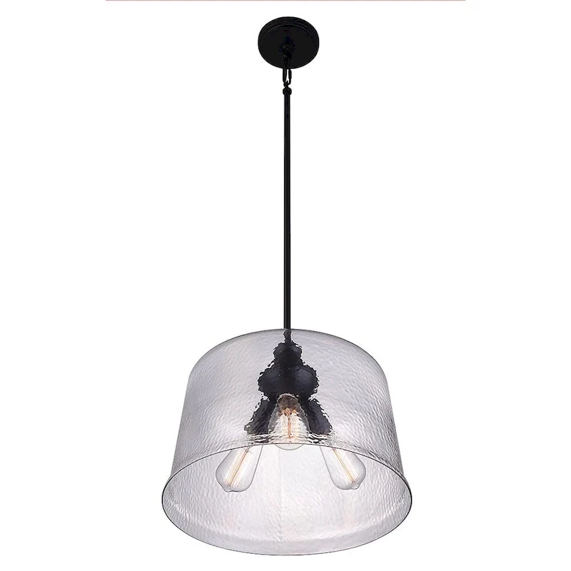 Bennington 3-Light Matte Black Pendant with Water Glass Shade