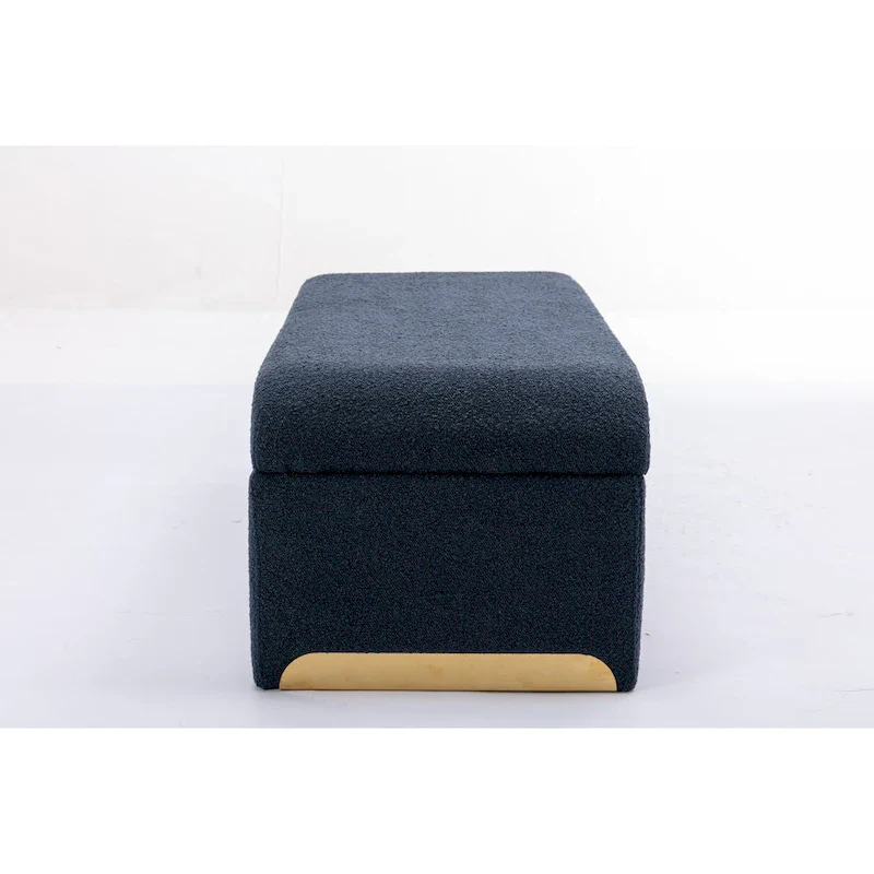 Modern New Boucle Fabric Loveseat Ottoman Footstool Bedroom Bench Shoe Bench With Gold Metal Legs