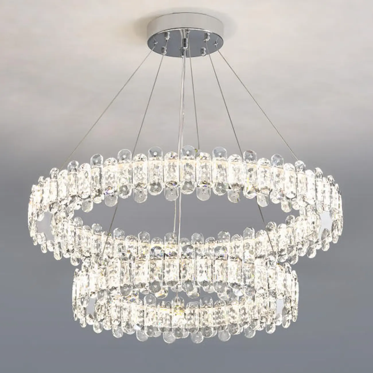 Gold Crystal Circular Glass Beads Modern Chandelier