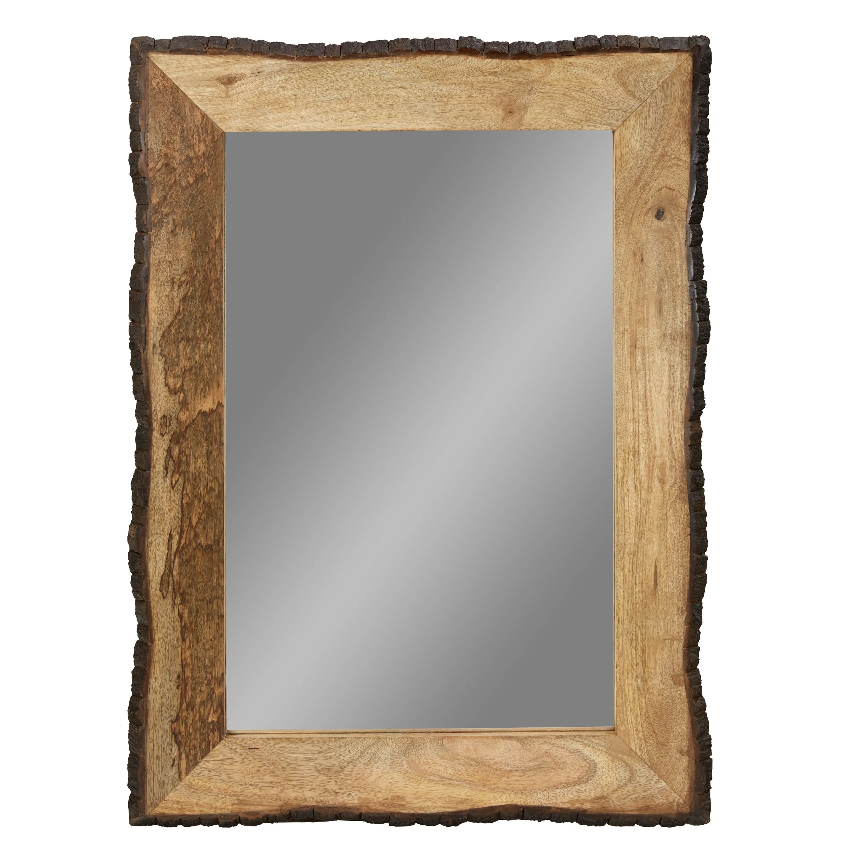 Lamont River of Goods Rectangular Brown and Tan Wood and Glass Wall Mirror - 39 x 1.25 x 28