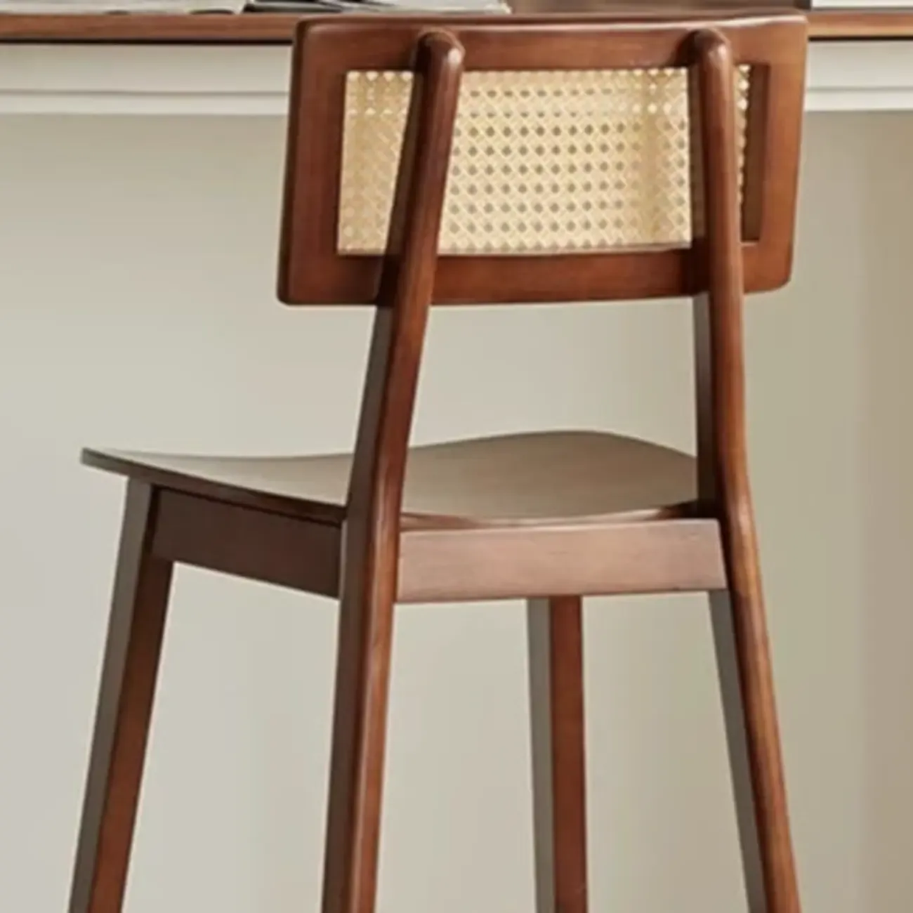 Scandinavian Solid Wood Rattan Back Counter Height Stools