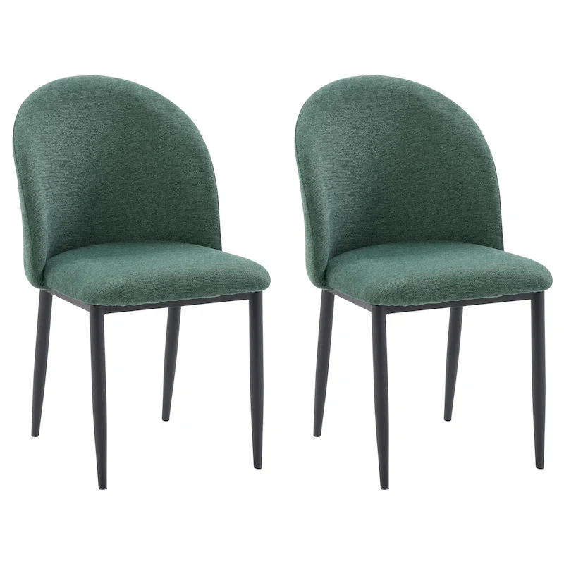 Nyla Upholstered Dining Chair With Black Legs, Set of 2