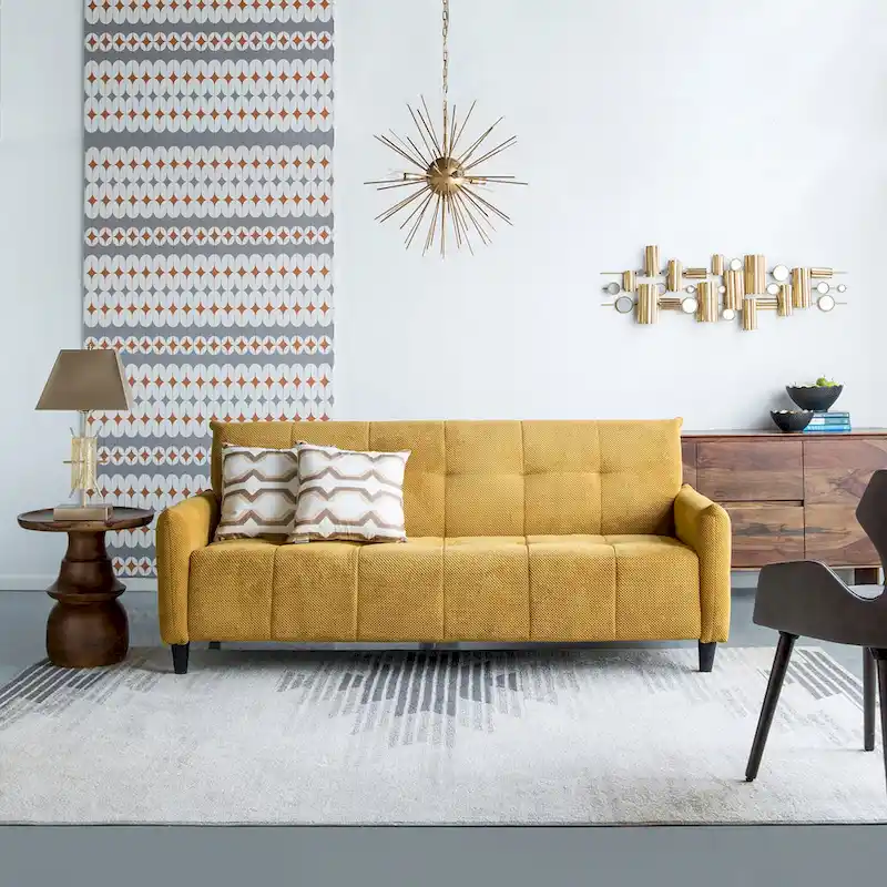 A&B Home 79-inch Mustard Large Biscuit Tufted Sofa Bed