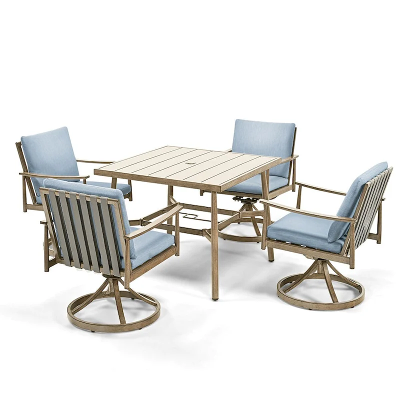 SleekLine 4 - Person Outdoor Aluminum Rectangular Dining Set with Cushions