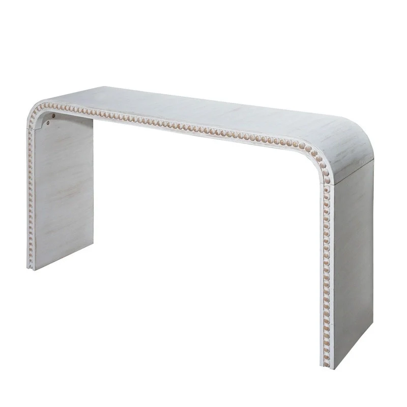 59 Entryway Table, Curved Waterfall-style Table,Console Table with Wood Beads