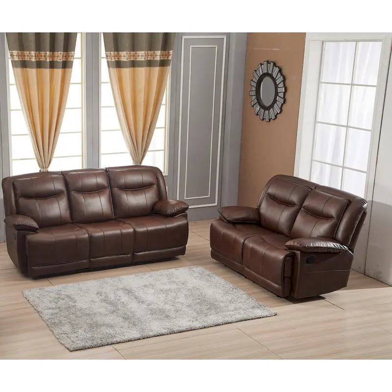 Betsy Furniture 2 Piece Bonded Leather Reclining Living Room Set, Sofa and Loveseat