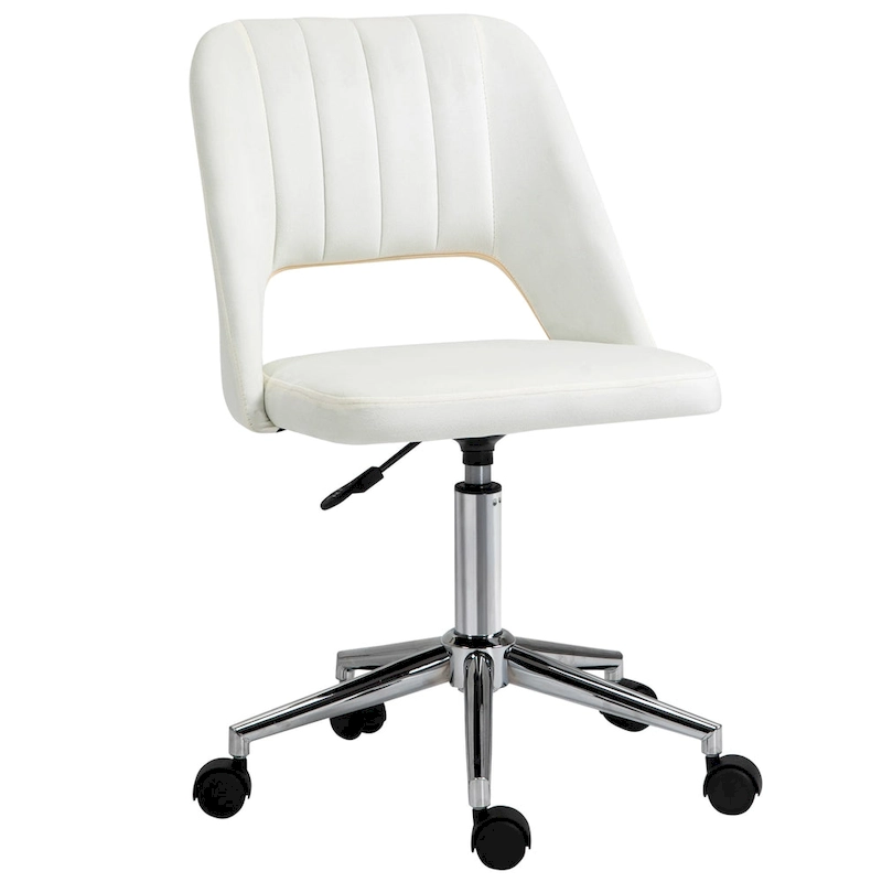 Vinsetto Modern Mid Back Office Chair with Velvet Fabric, Swivel Computer Armless Desk Chair