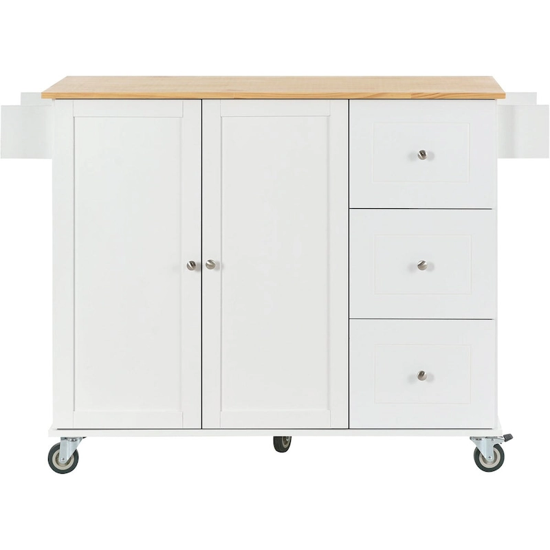 Multifunctional Kitchen Cart with Spice Rack and Adjustable Shelves