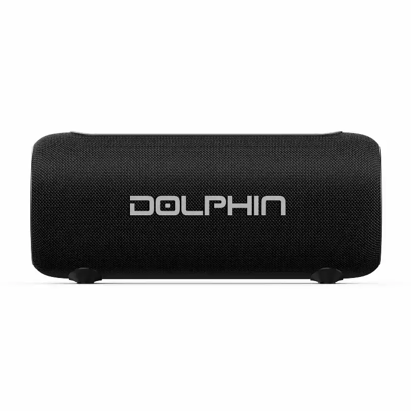 Dolphin Audio LX-30 Water-Resistant Portable Bluetooth Speakerphone with RGB Lights and Shoulder Strap, Black
