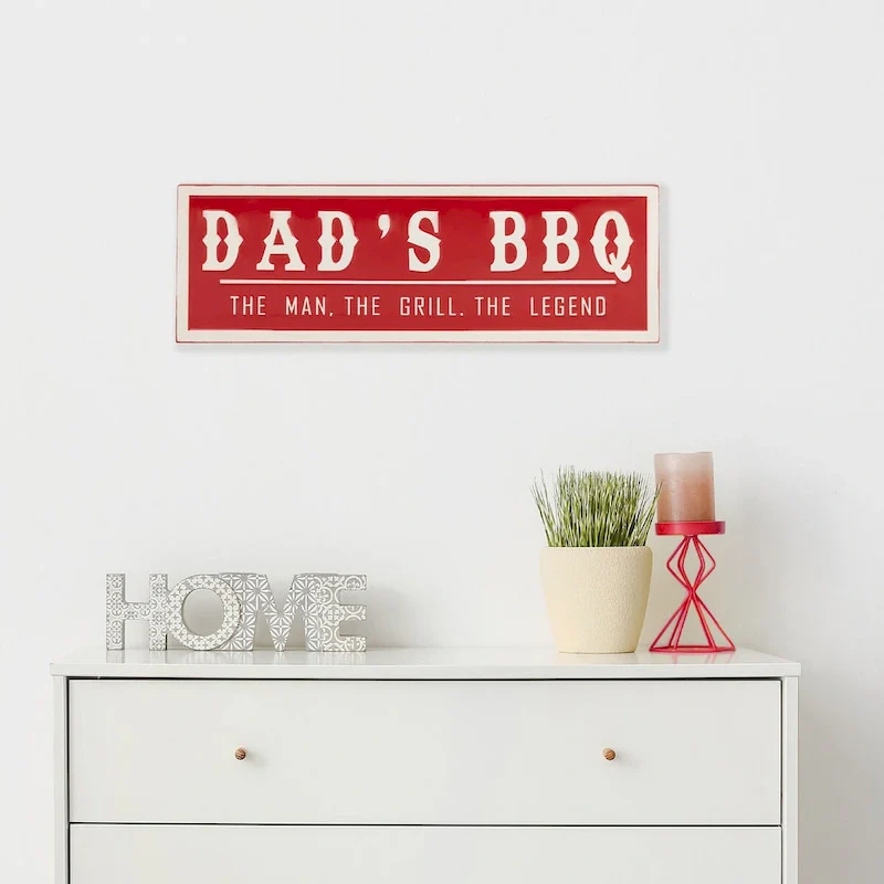 Dad's BBQ Metal Wall Sign - 23  - Red