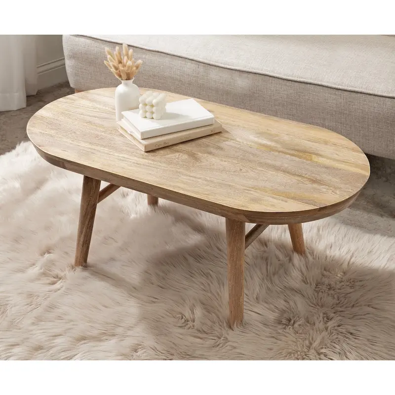 Kate and Laurel Conan Oval Wood Coffee Table