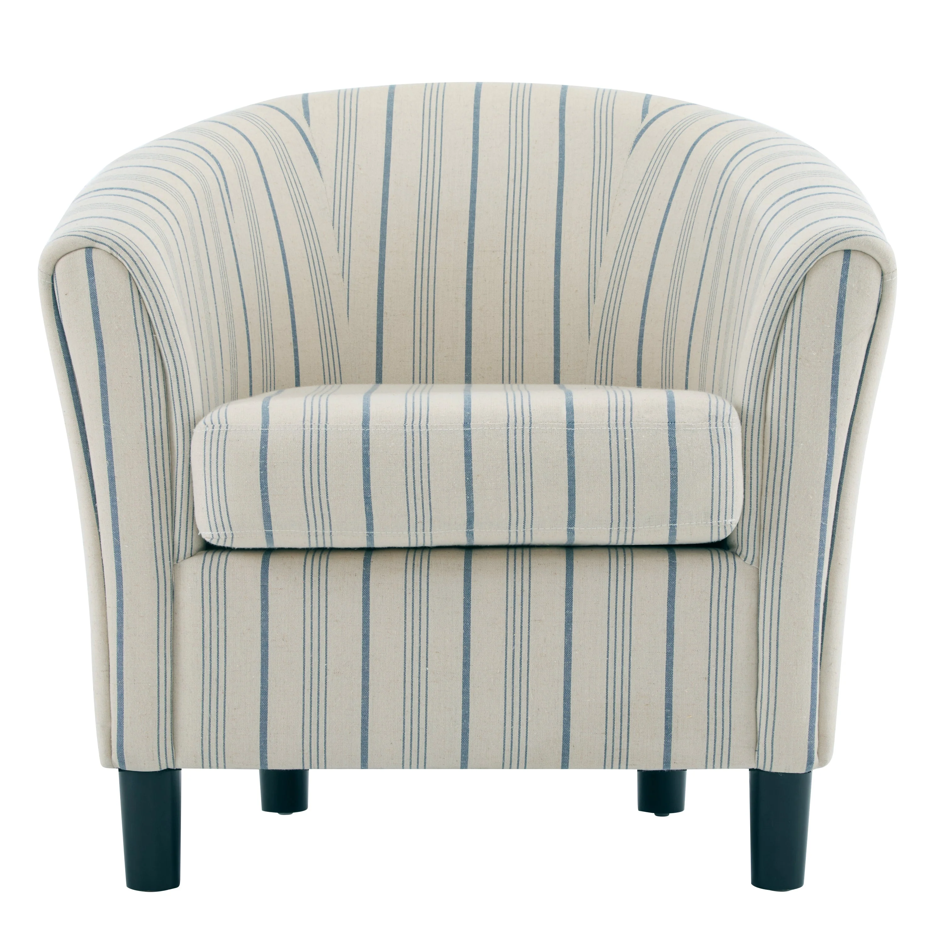 Striped Barrel Club Chair ¨C Channel-Stitched Upholstery with Solid Wood Legs