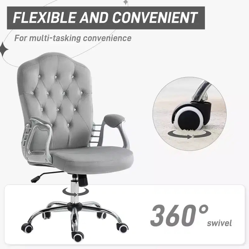 Velvet Office Chair Desk Chair with 360 Degree Swivel Wheels Adjustable Height Tilt Function