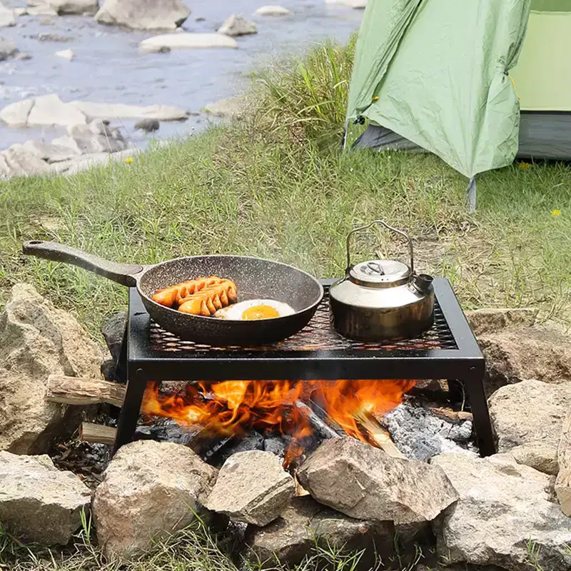 VEVOR Folding Campfire Grill, Heavy Duty Steel Mesh Grate, 18 Portable Camping Grates Over Fire Pit, Camp Fire Cooking Equipment