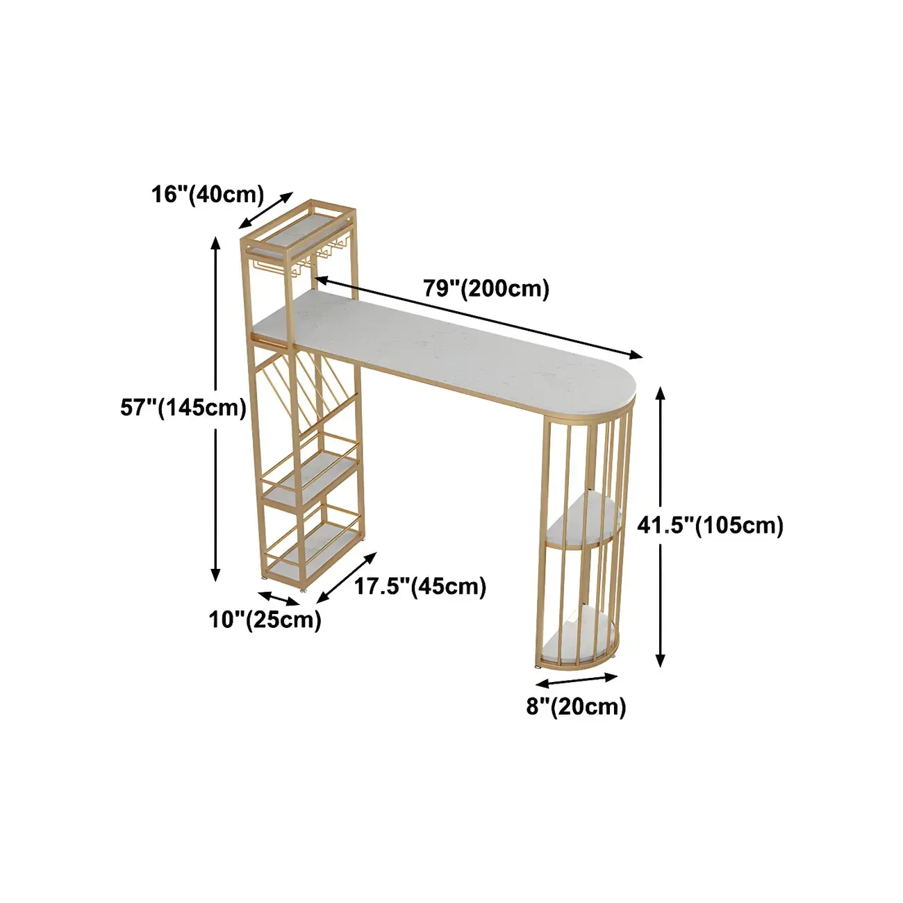 Glam Gold Faux Marble Iron Wine Holder Bar Tables