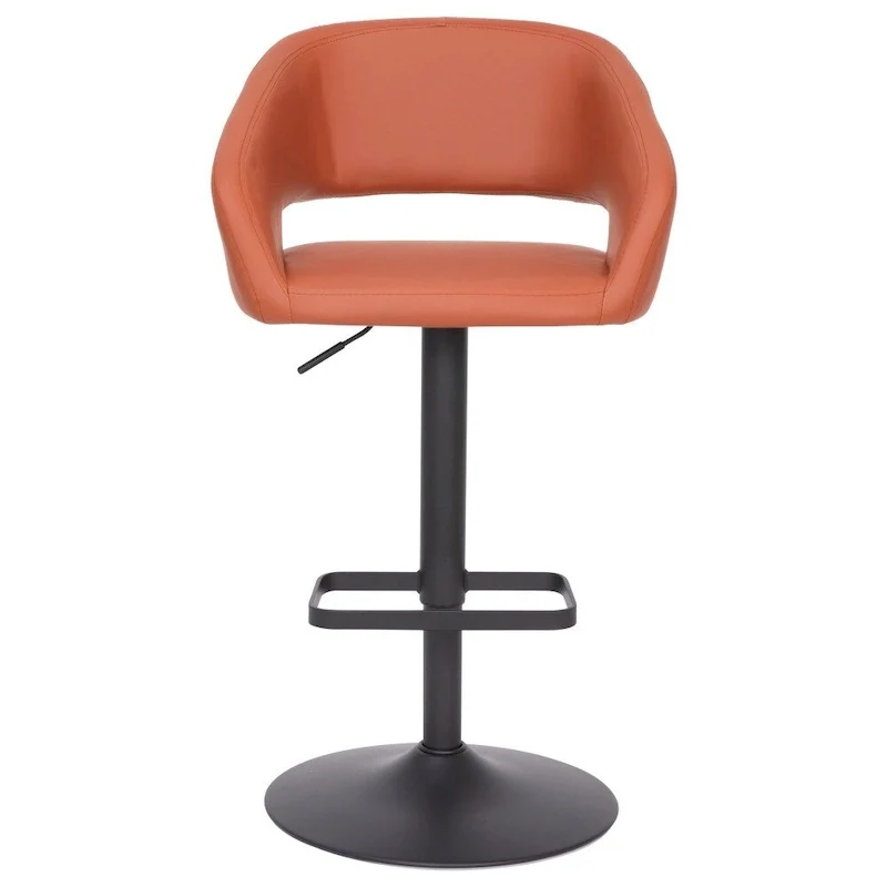Modern Upholstered Adjustable Height Swivel Barstool with Footrest