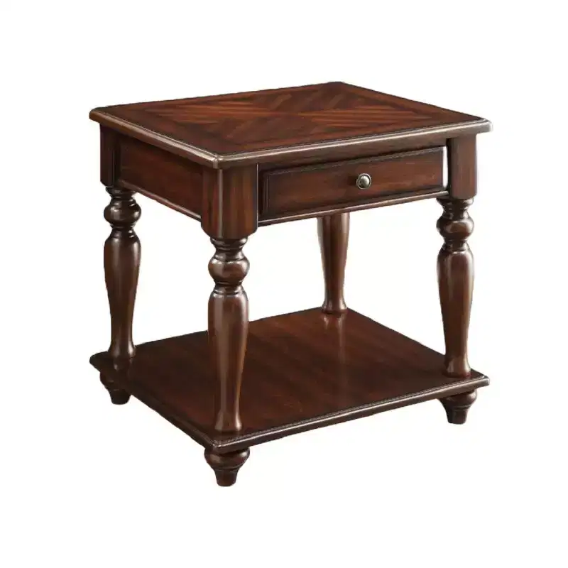 HomeRoots 24 Walnut Manufactured Wood Rectangular End Table With Drawer And Shelf