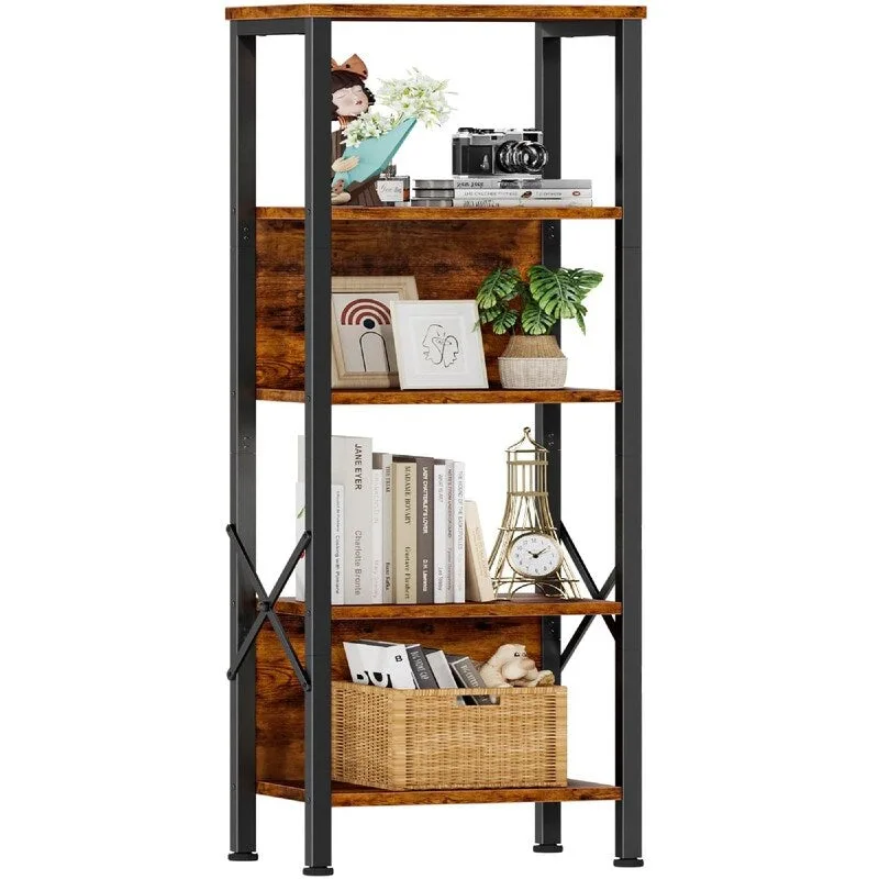 5 Tier Tall Bookshelf - 14.9D x 10.6W x 55.1H