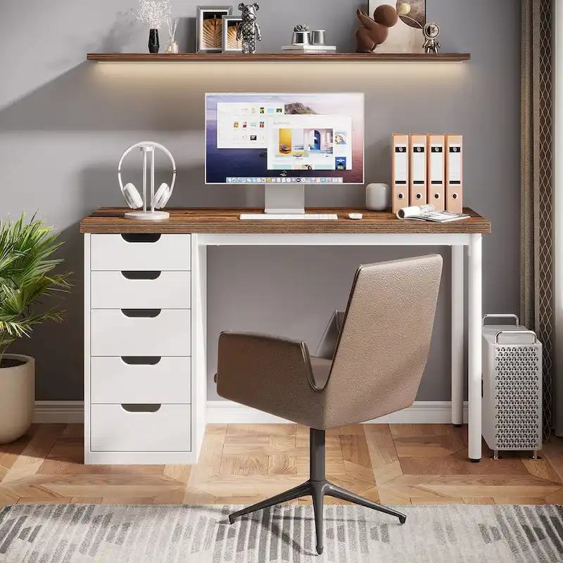 Modern Computer Desk Study Writing Table with 5 Drawers