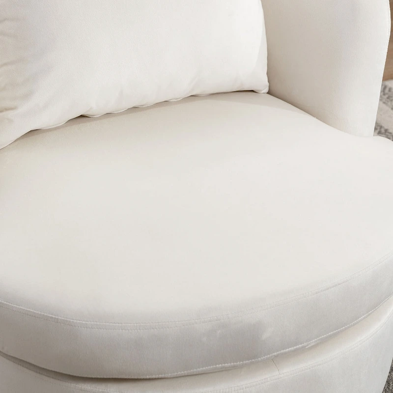 Swivel Barrel Chair with Lamb Wool Fabric