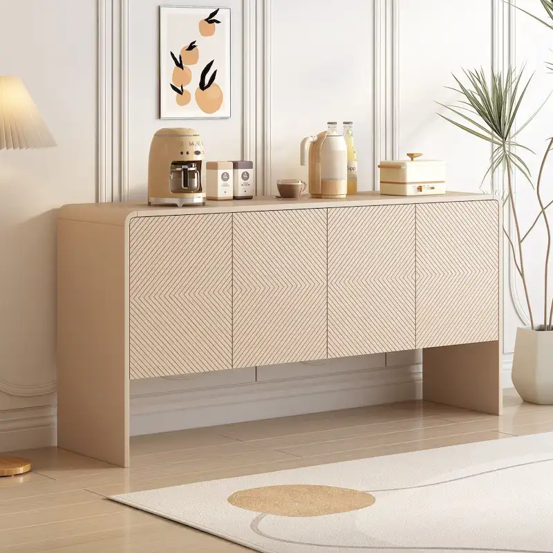 Minimalist Style 60 Inch Large Sideboard with 4 Doors