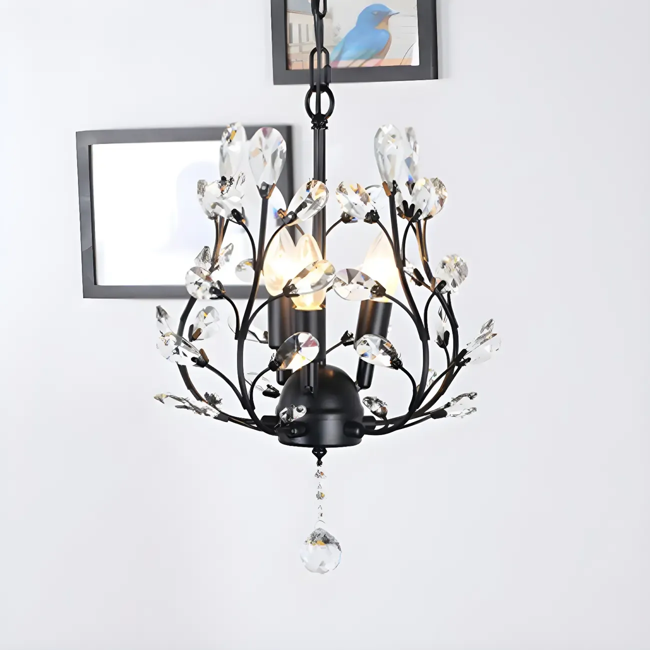 Mini 3-Light Vintage Crystal Chandelier Traditional Chain Mount