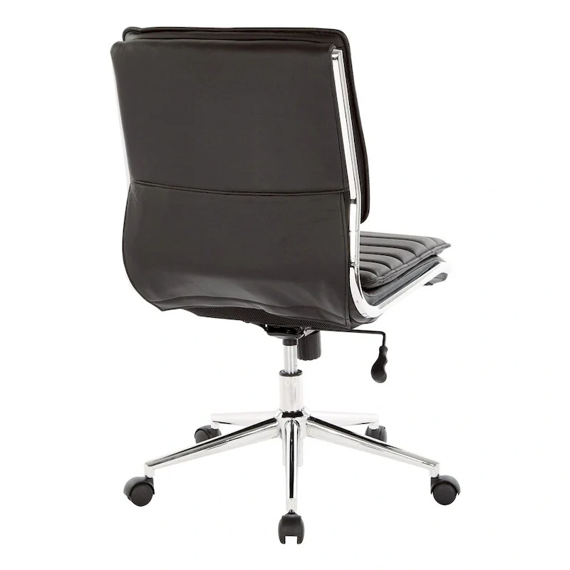Armless Mid Back Professional Managers Faux Leather Chair with Chrome Base