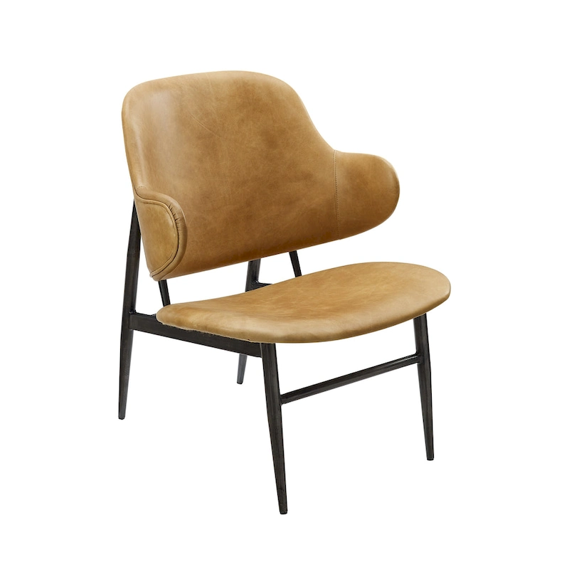 Art Leon Genuine Leather Accent Lounge Chair