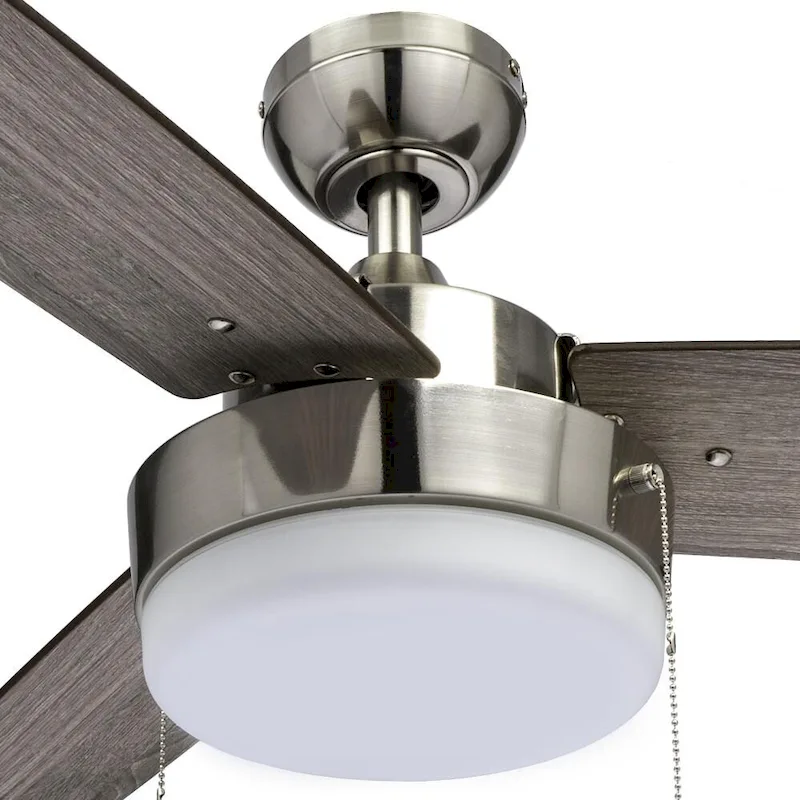 Copper Grove Andreas 52-inch Brushed Nickel LED Ceiling Fan with 3 Barnwood Blades