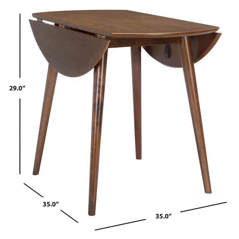 Dark Wood Folding Round Dining Table - Seats 2-4