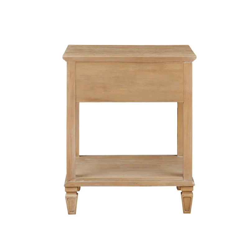 Light Natural Nightstand with Drawer and Shelf