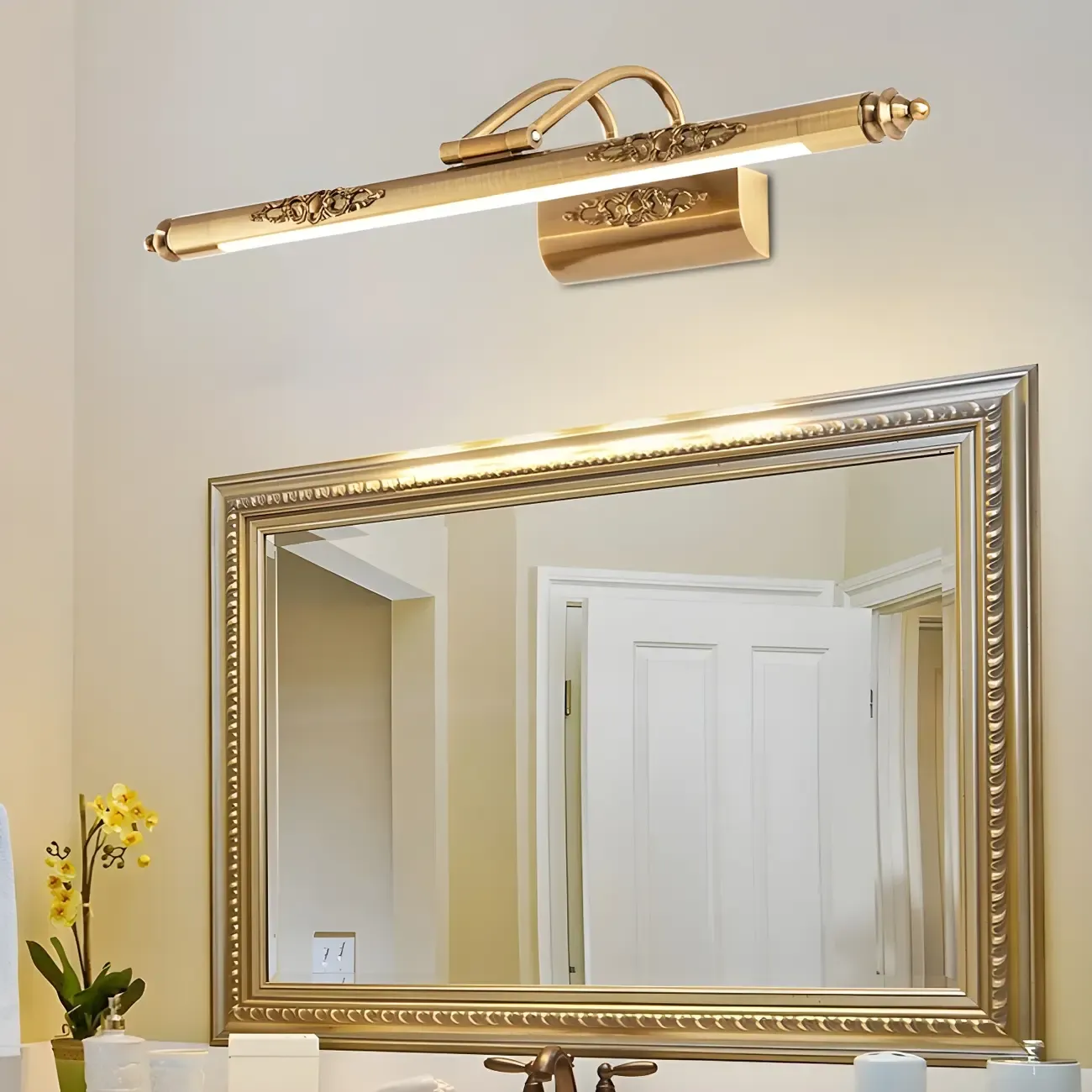 Gold Geometric LED Bathroom Vanity Mirror Lights
