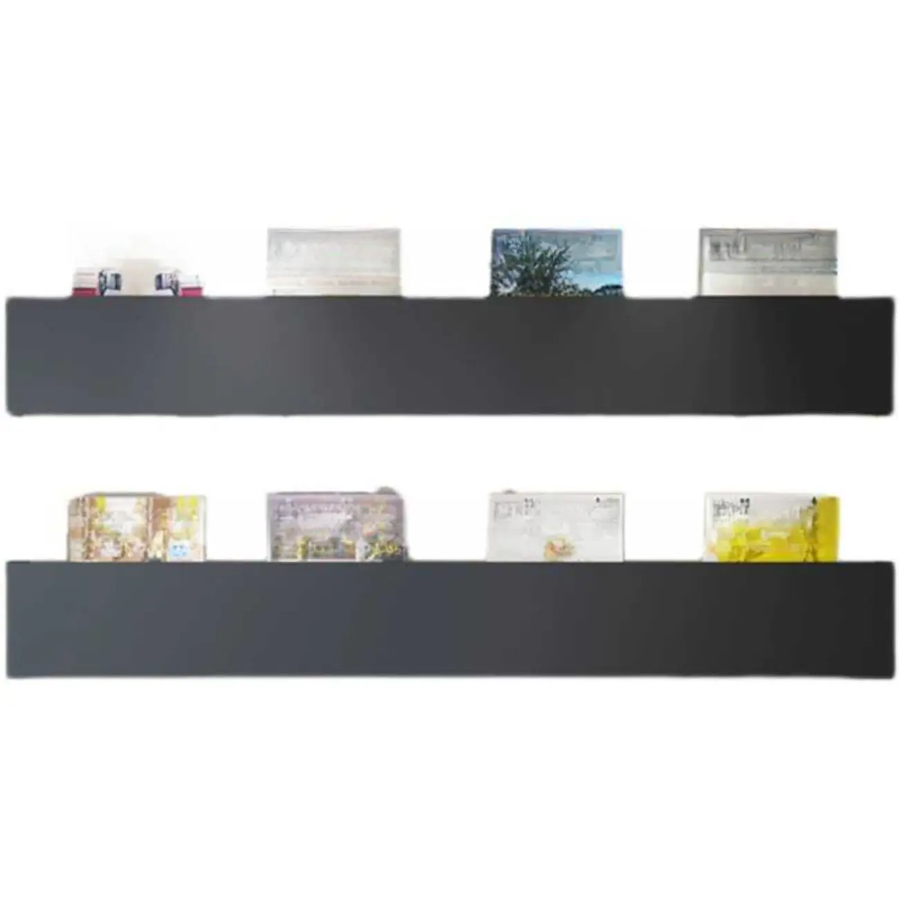 Modern Black Wall-Mounted Metal Floating Bookcase