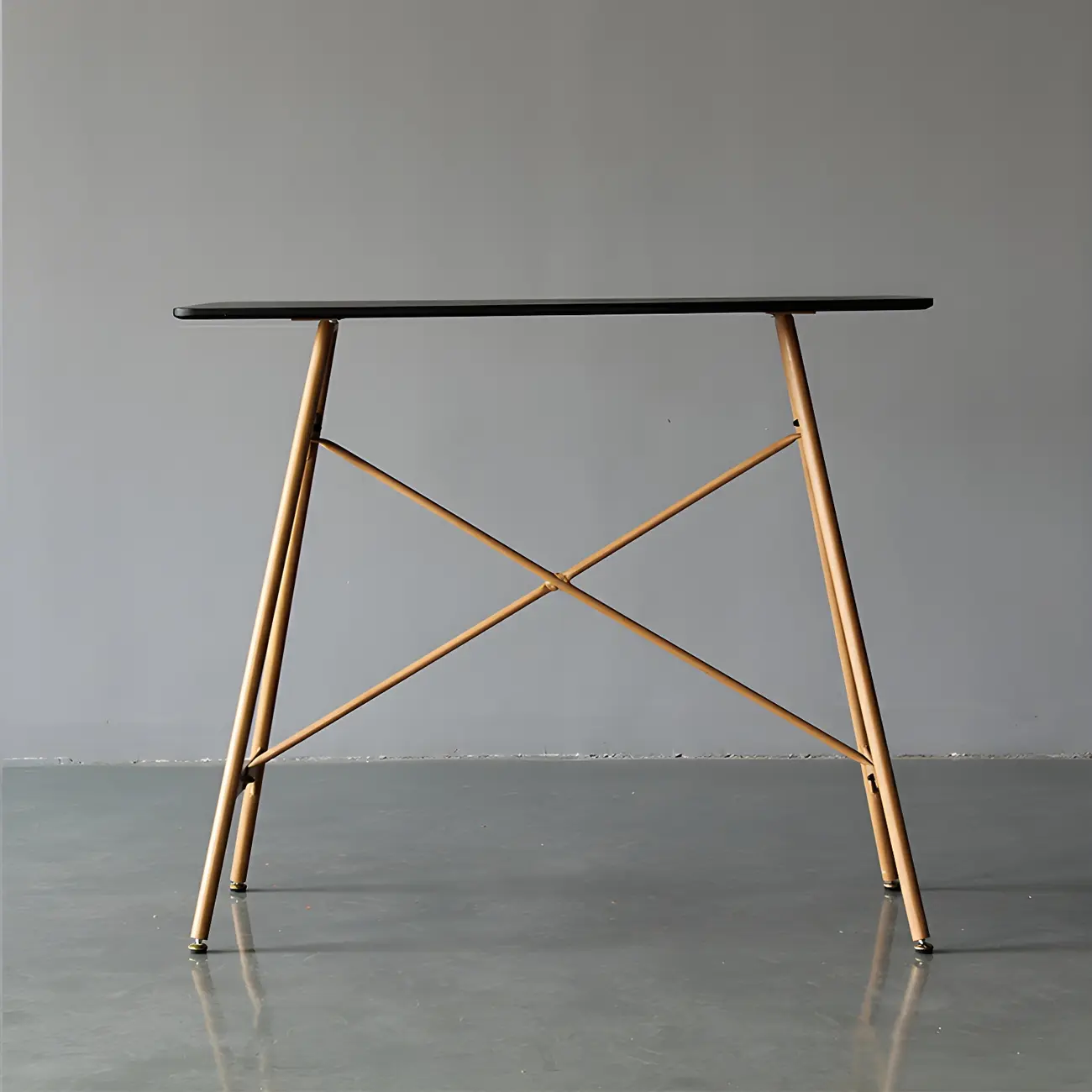 Industrial Lightweight Black Wood Wood-Tone Metal Bar Tables