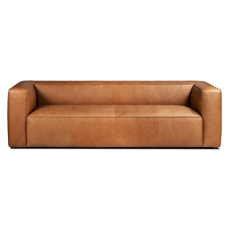 Poly & Bark Piazza 95 Sofa in Saddle Tan - Full Grain Genuine Italian Leather