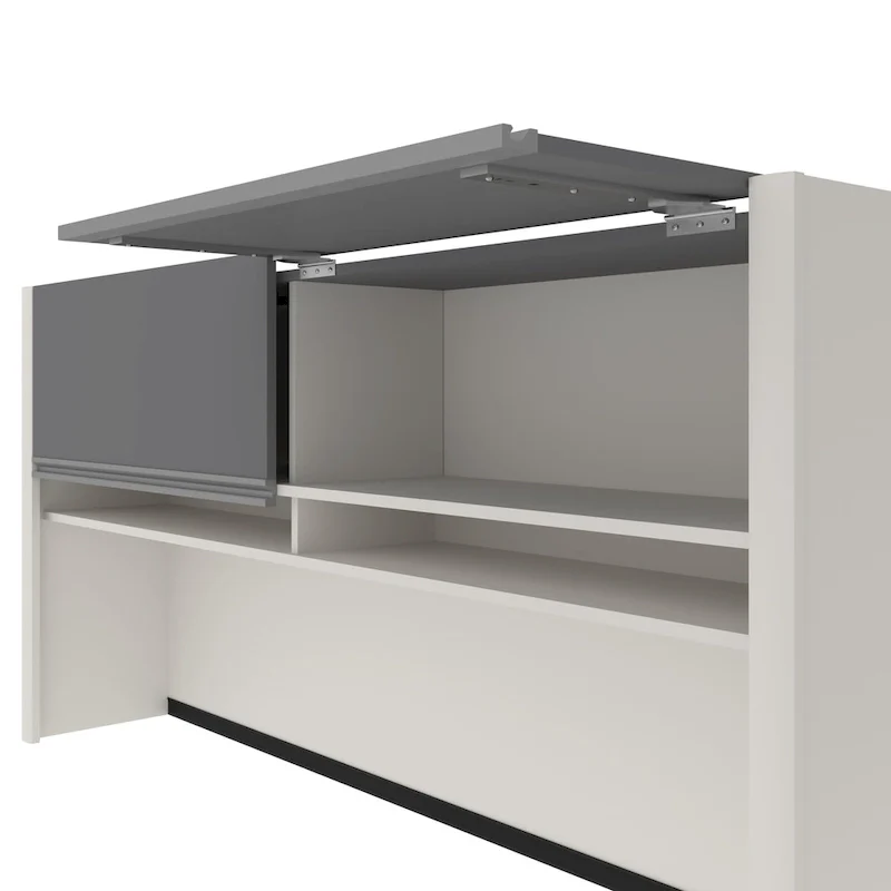 Bestar Connexion 72W L-Shaped Desk with Hutch and Pedestal