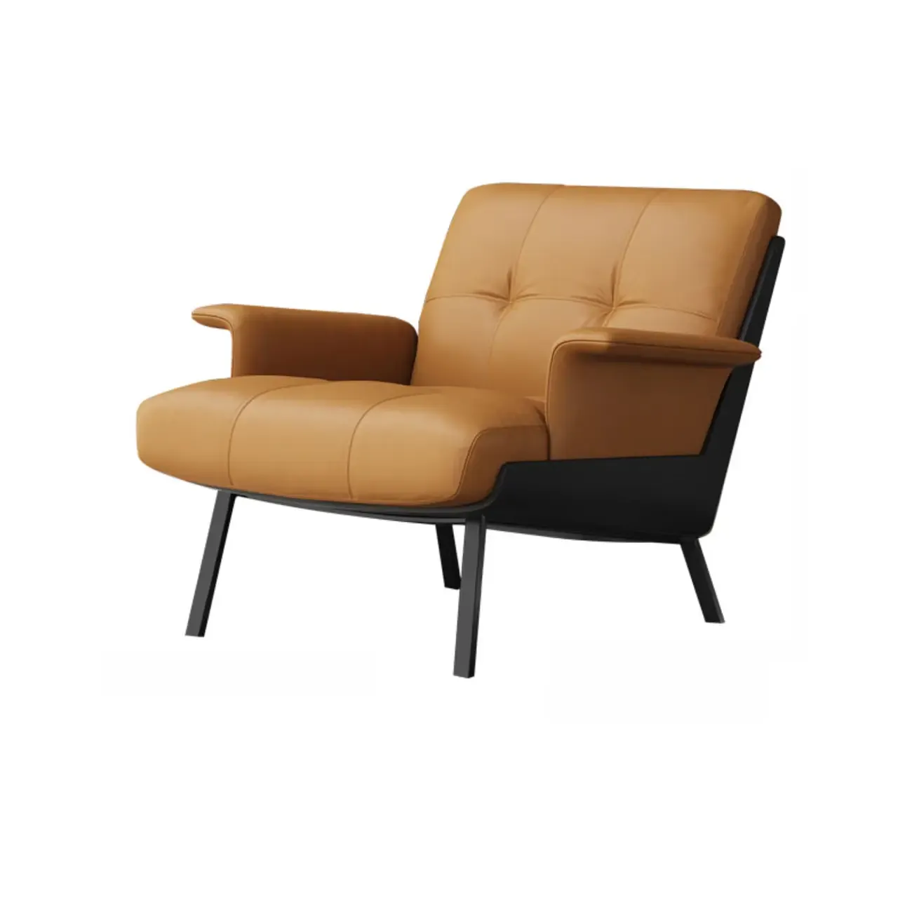 Modern Tufted Microfiber Leather Accent Chair with Arms