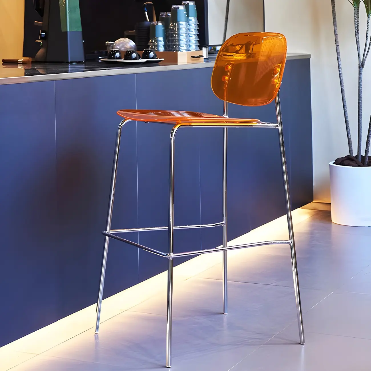 Scandinavian Square Seat Counter Height Acrylic Bar Stools