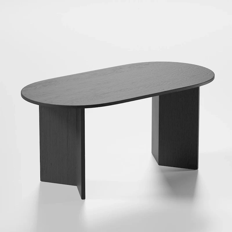 Lumioca Modern Oak Wood Top 67 in. Double Pedestal Base Dining Table