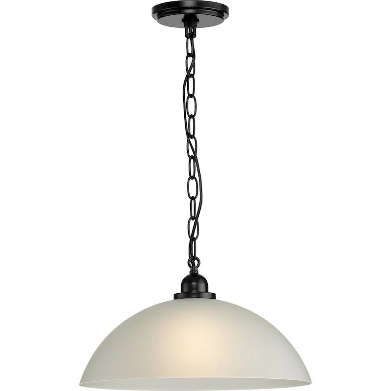 Classic Dome Collection One-Light Matte Black Transitional Pendant - 15 in x 15 in x 8.125 in