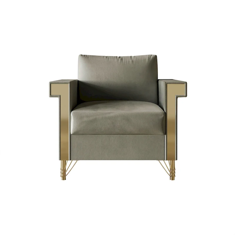 Velvet Upholstered Accent Armchair