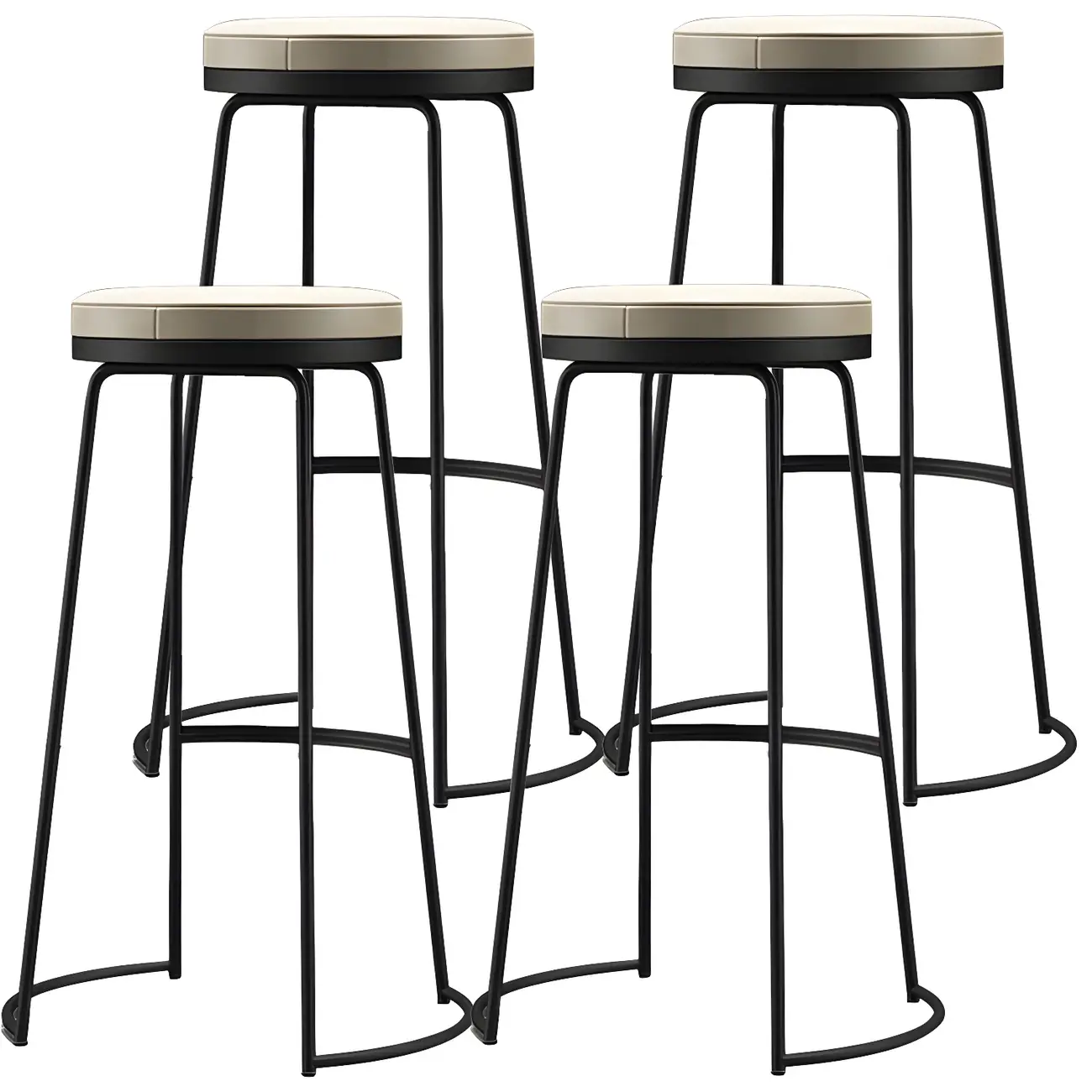 Industrial Metal Leather Seat Bar Stools Counter Height