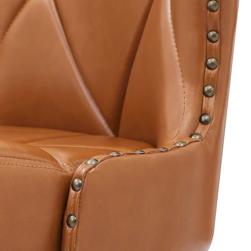 26 in. Modern Faux Leather/Fabric Upholstered Swivel Bar Stools with Wood Frame for Kitchen Island (Set of 2)