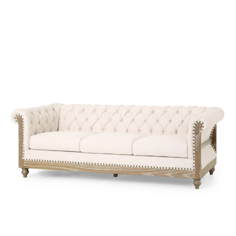 Saragus Chesterfield Sofa with Nailhead Trim by Christopher Knight Home - 85.50  L x 33.25  W x 28.50  H