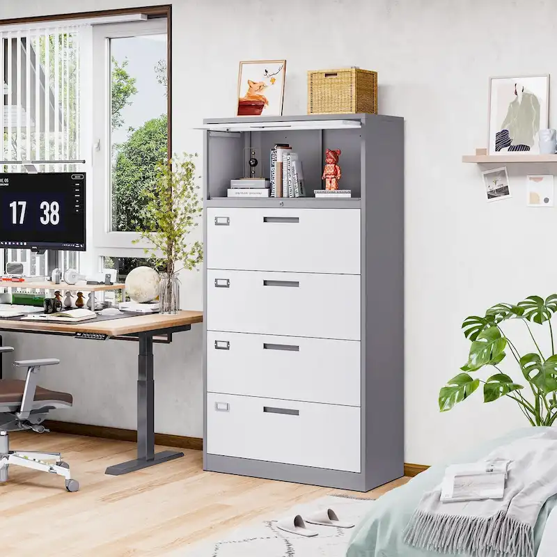 4-Drawer Lateral File Cabinet with Lock