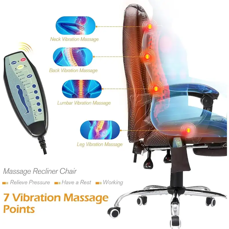 AECOJOY Heated Executive Office Chair w/ Massage &Adjustable Height